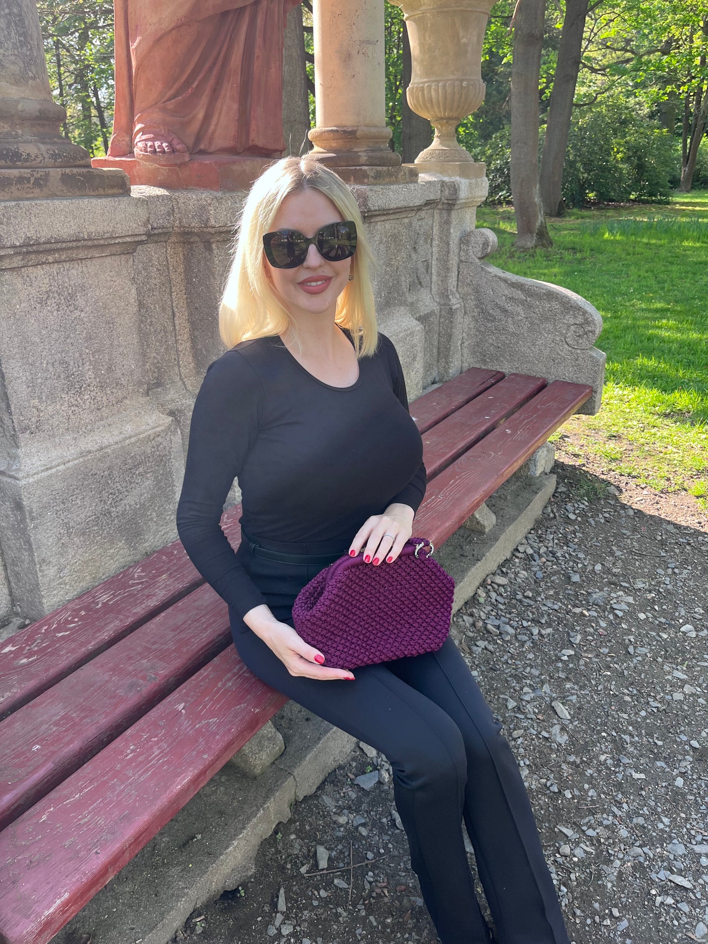 Makramee-Tasche Bordeaux