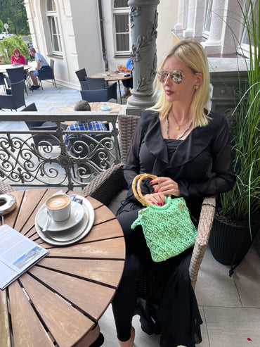 Macrame handbag Diamond Pistachio