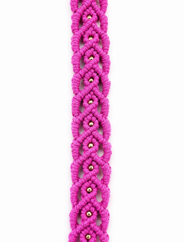 Růžový macramé pásek s korálky
