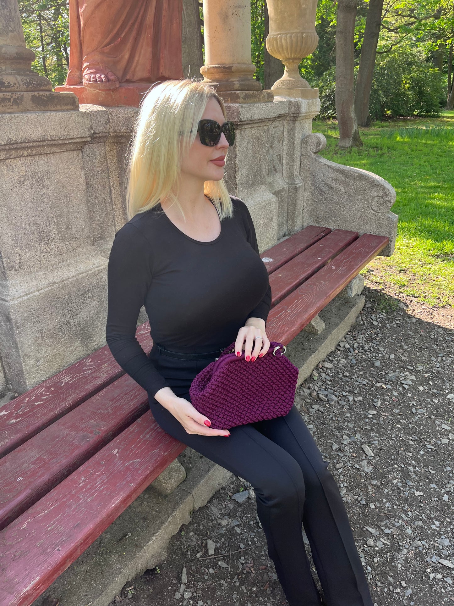 Makramee-Tasche Bordeaux