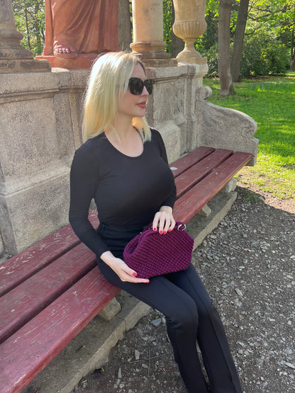 Makramee-Tasche Bordeaux