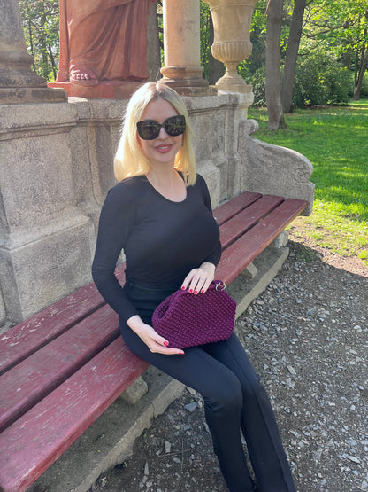 Makramee-Tasche Bordeaux