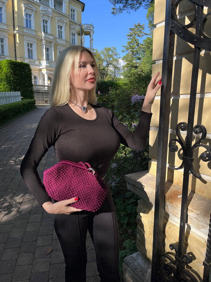 Makramee-Tasche Bordeaux