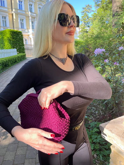 Makramee-Tasche Bordeaux