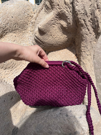 Makramee-Tasche Bordeaux