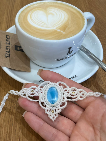 Necklace "Snow" with larimar