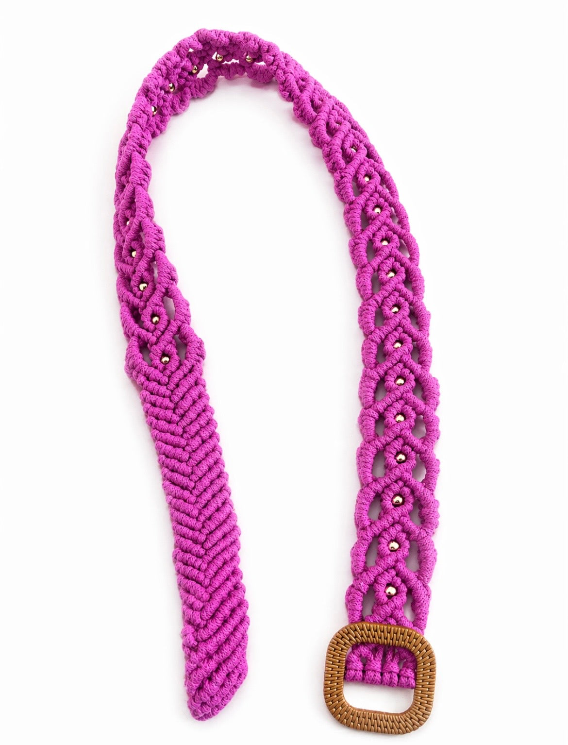 Rosa Makramee-Gürtel mit Perlen
