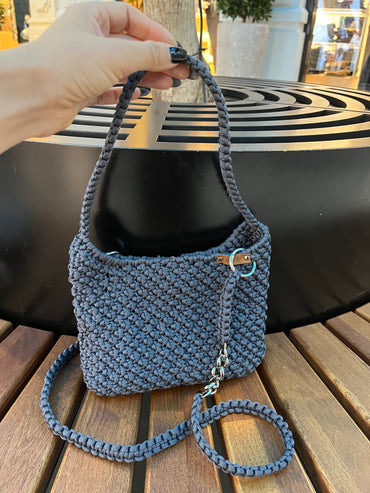 šedá macramé kabelka dámská ručně vyráběná